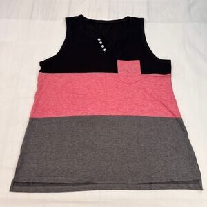 Women's Color Block V-Neck Tank Top Size 2XL